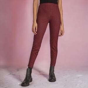 NWT - Anthropologie x Sanctuary Red & Black Check Plaid Runway Leggings Size: L